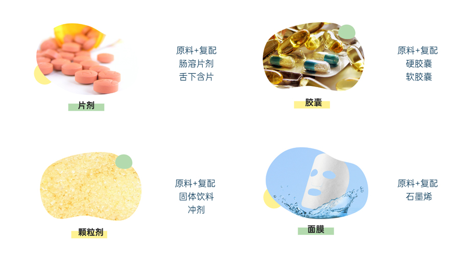 片剂、胶囊、颗粒剂、面膜